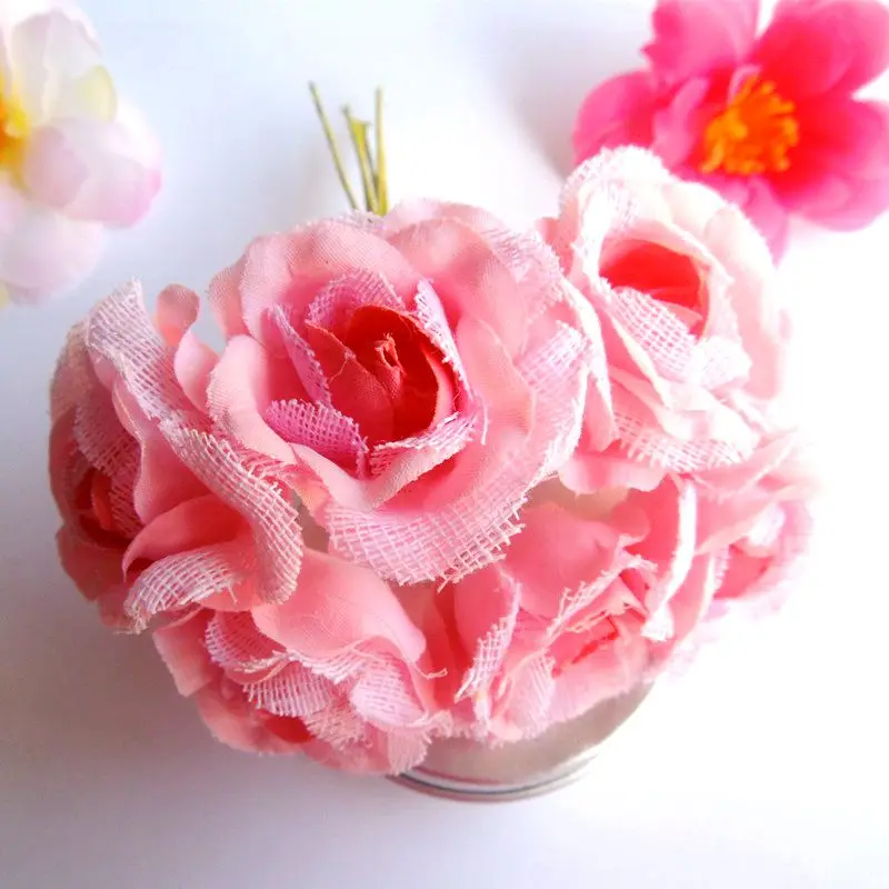 свадебный букет из пионов и роз из искусственного шелка 4 см для коробки с гирляндами, Корсажное украшение для платья с цветочным узором на запястье